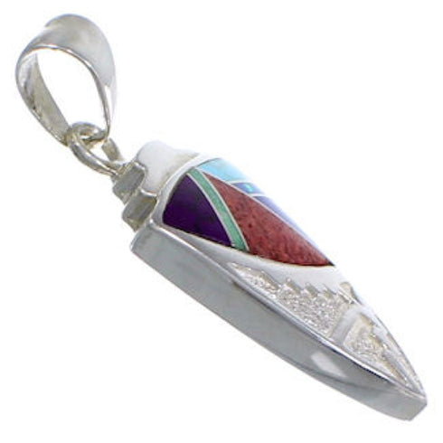 Turquoise Multicolor Jewelry Sterling Silver Slide Pendant HS31204
